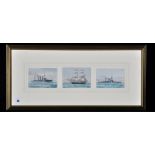 Frank Watson Wood - studies of ironclad steam and sailing warships, signed and dated 1916,