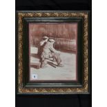 Peter Burns - "Two North Shields Shipyard Workers", pen, ink and sepia wash, signed and dated 1977,