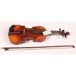 Continental three quarter sized violin with...