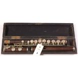 A.H. Langois rosewood flute with German silver...