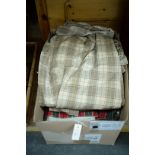 Four pairs of check patterned curtains, various, with labels inscribed 'Whittock & Reid, Edinburgh',