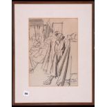 Dame Laura Knight, RA - "Back Stage" - a theatre study, signed and inscribed with title,