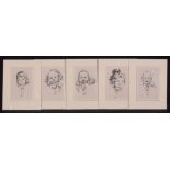 Edwin Bold - portrait studies of children, signed with initials, pen and ink, 18 x 12.