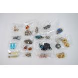 A collection of assorted earrings, some vintage, including turquoise drop, stone set, paste set,