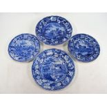 The Coysh Collection - Three Enoch Wood & Sons 19th century pearlware blue transfer printed plates
