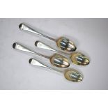 A set of four George III silver old English pattern table spoons, Richard Rugg (possibly),