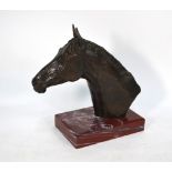 Mary Scott - A brown patinated bronze head portrait of a horse, signed and dated 1990, 18 cm high,