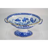The Coysh Collection - A 19th century Wedgwood pearlware blue transfer printed oval comport