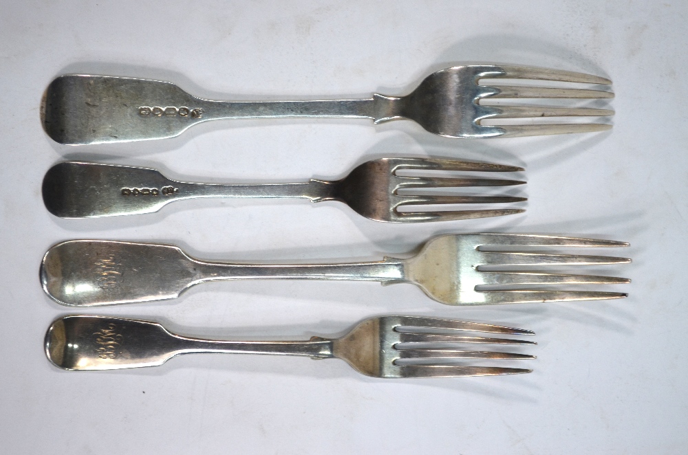 A pair of Victorian silver fiddle pattern table forks and a pair of matching dessert forks, - Image 4 of 4