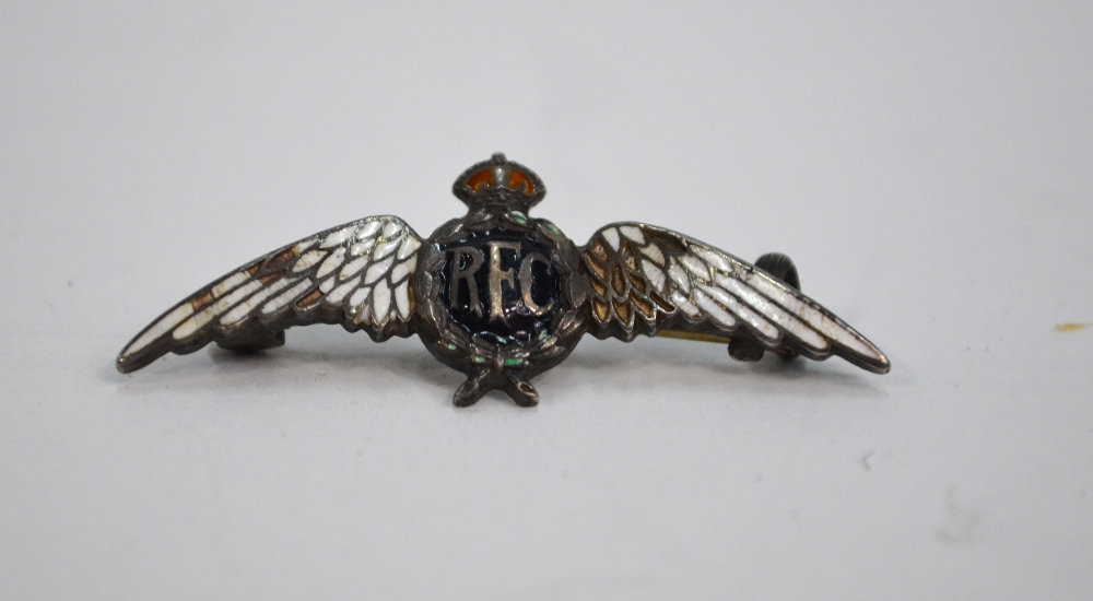 A WW1 RFC silver and enamel badge, Thomas Lyster Mott, Birmingham 1914, - Image 3 of 5