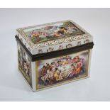 A 19th century Italian (probably Naples) porcelain casket with hinged cover,