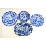 The Coysh Collection - Four various 19th century blue transfer printed plates comprising: Edward &