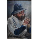 Henri Pitcher - Portrait of a fisherman lighting a pipe 'sketched from life',