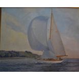 Charles Bryan - Sailing yacht off the Isle of Wight, oil on canvas,