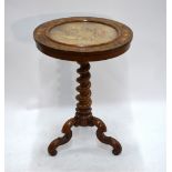A 19th century floral marquetry walnut tripod table,