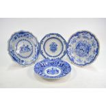 The Coysh Collection - Four 19th century blue transfer printed items bearing armorial crests,