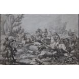 Count Stanislao Grimaldi del Poggetto (1825-1903) - Hunting scene, pen and ink,