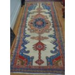 An old Persian Sarab runner, circa 1930's, the geometric lozenge design on camel ground, 3.30 x 1.