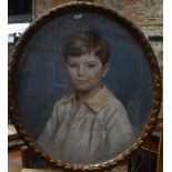 English school - Portrait of a young boy, pastel, early 20th century, signed lower right,