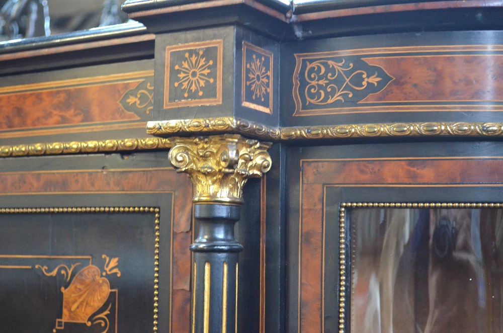 A good Victorian ormolu mounted walnut and ebonised credenza, - Image 4 of 5