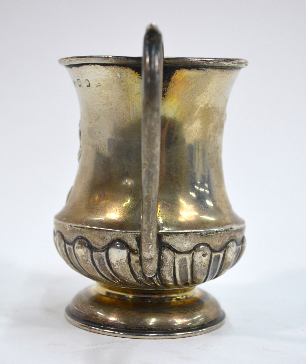 A late Victorian silver baluster Christening mug with embossed decoration, Edward Samuel Jones, - Image 3 of 5