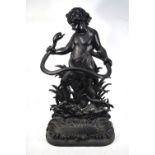A cast iron umbrella stand, modelled as the boy Hercules with snake,