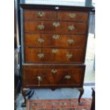 An 18th century featherbanded chest on stand,