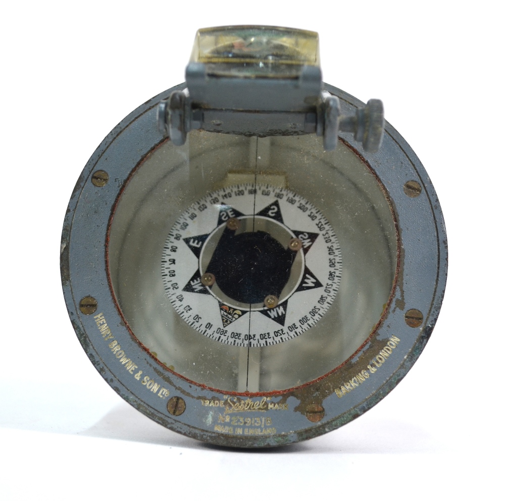 A late 19th century brass gimbal compass with printed paper 12 cm dial, - Image 6 of 9