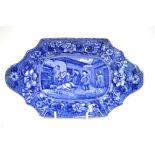 The Coysh Collection - A 19th James Ralph Clews blue transfer printed rectangular twin handle dish