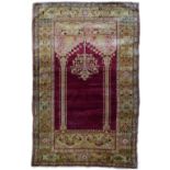 A fine antique Anatolian silk prayer rug, circa 1870,