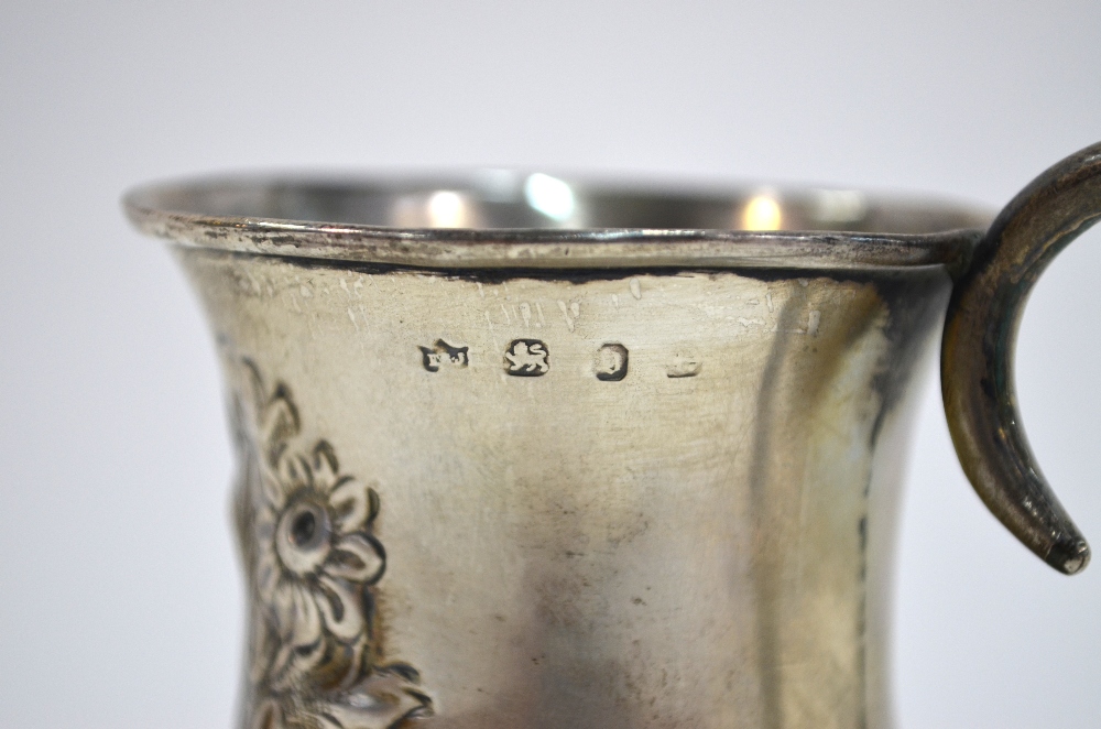 A late Victorian silver baluster Christening mug with embossed decoration, Edward Samuel Jones, - Image 4 of 5