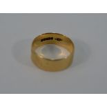 A 9ct yellow gold wide wedding band, size P, approx 3.