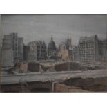 FI Naylor (1892-?) - 'St Pauls from London Wall', watercolour,