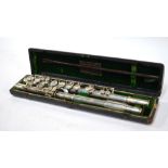 A silver-plated flute by Rudall, Carte & Co, London,