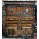 An early 18th century jointed oak duodarn or court cupboard, possibly Irish,