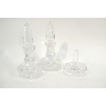 A pair of Waterford crystal scent bottle with dipper-stoppers,