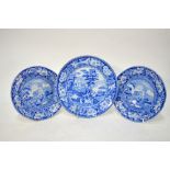 The Coysh Collection - Two 19th century pearlware blue transfer printed plates of the same view,