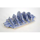 The Coysh Collection - A 19th century blue transfer printed toast rack, unknown maker, 20 x 10.