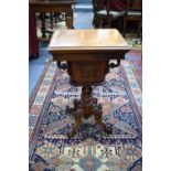 A Victorian burr walnut and walnut work table,