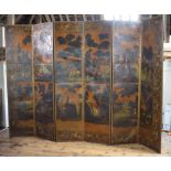 An 18th century Continental large six-fold canvas draught screen,