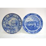The Coysh Collection - A John Davenport blue transfer printed plate decorated with the 'Mosque and
