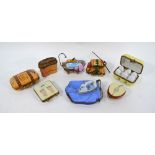 Eight various Limoges porcelain novelty patch-boxes - Blue shirt and iron,