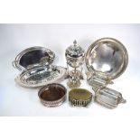 A pair of 19th Century Old Sheffield Plate pierced dishes of oblong form with shell handles,