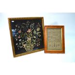 A 19th century alphabet sampler by Ruth Kay, 30 x 20 cm, in glazed maple frame,