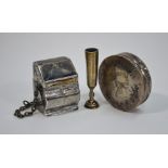 A 19th Century Dutch low-grade white metal novelty pill-box in the form of a miniature bureau,