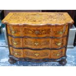 An 18th Century Dutch floral marquetry walnut commode of serpentine form,