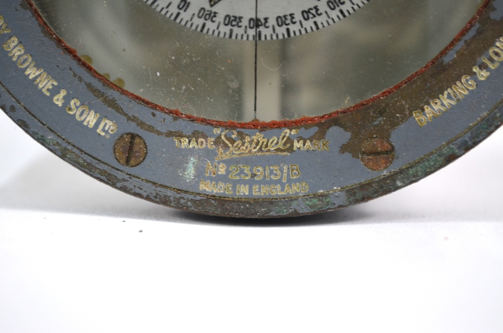 A late 19th century brass gimbal compass with printed paper 12 cm dial, - Image 7 of 9