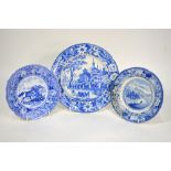 The Coysh Collection - Three 19th century blue transfer printed plates - A pearlware plate