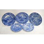 The Coysh Collection - Four 19th century blue transfer printed plates,