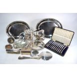 Various oddments of silver, including 800 grade covered bowl, brush, hand-mirror,